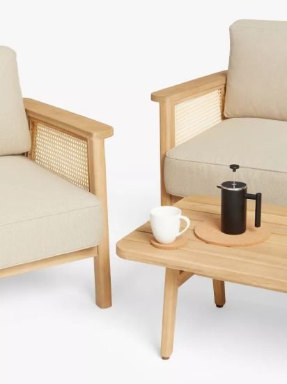 Rattan Rectangular Garden Coffee Table, 100cm, (Acacia Wood), Natural