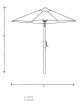 Metal Pole Garden Parasol, 2.2m