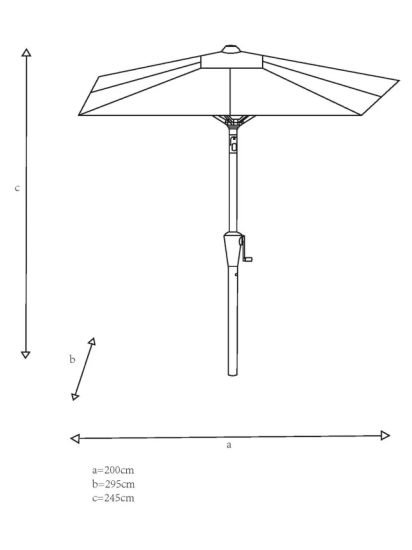 Aluminium Wind-Up Parasol, 3 x 2m, Oyster